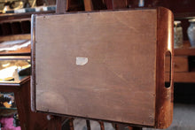 Load image into Gallery viewer, Mid-Century Brazilian Butterfly-Wing Tray With Inlaid Wood Border – Galeria Brasil, Santos – Kaleidoscopic Specimen Art, c. 1940s–60s