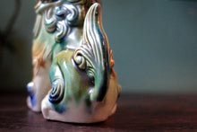 Load image into Gallery viewer, Mid-Century Chinese Shiwan-Style Glazed Ceramic Foo Dog Guardian Lion Figurine, Turquoise Green & Blue, 12.5cm