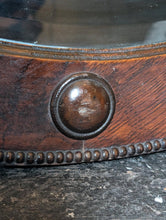 Load image into Gallery viewer, Early 20th Century Oval Wall Mirror – Carved Oak Frame with Beadwork and Scroll Details – 75 x 61 cm- Arts and Crafts