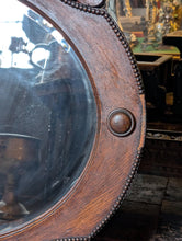 Load image into Gallery viewer, Early 20th Century Oval Wall Mirror – Carved Oak Frame with Beadwork and Scroll Details – 75 x 61 cm- Arts and Crafts