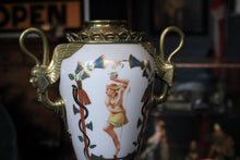 Load image into Gallery viewer, Early 20th.C French Porcelain & Ormolu Vase – Egyptian Revival with Gilded Winged Sphinx Handles, c.1920