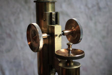 Load image into Gallery viewer, Antique Brass Microscope With Fitted Wooden Case, Objectives and Eyepieces, C.1890