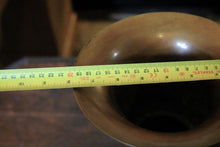Load image into Gallery viewer, Antique Brass Cloisonné Gu-Form Vase With Archaistic Enamel Band, Signed Base, Rich Old Patina – 11.8 Inches Tall