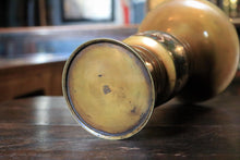 Load image into Gallery viewer, Antique Brass Cloisonné Gu-Form Vase With Archaistic Enamel Band, Signed Base, Rich Old Patina – 11.8 Inches Tall