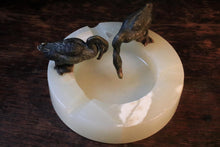 Load image into Gallery viewer, Art Deco Bronze Ducks On Alabaster Ashtray, French c.1930 – 8.5" Diameter (21.5 cm)