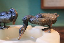 Load image into Gallery viewer, Art Deco Bronze Ducks On Alabaster Ashtray, French c.1930 – 8.5" Diameter (21.5 cm)