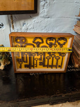 Load image into Gallery viewer, Framed Collection Of Antique Iron Skeleton Keys In Shadow Box – 31 x 21 x 5 cm (12.2" x 8.3" x 2") – 19th–Early 20th Century Display