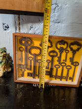 Load image into Gallery viewer, Framed Collection Of Antique Iron Skeleton Keys In Shadow Box – 31 x 21 x 5 cm (12.2" x 8.3" x 2") – 19th–Early 20th Century Display
