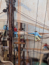 Load image into Gallery viewer, Large Antique Hand-Built Sailing Ship Model In Glazed Display Case With Crew & Detailed Rigging – Case Width 80 cm (31.5")