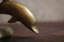 Load image into Gallery viewer, Vintage Art Deco Solid Brass Leaping Dolphin Paperweight / Desk Sculpture – Streamlined Form, Patinated Finish