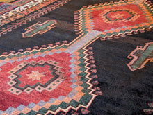 Load image into Gallery viewer, Hand-Knotted Tribal Turkish Wool Rug – Deep Indigo Field With Twin Medallions, 210 × 161 cm