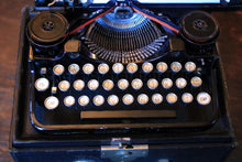 Load image into Gallery viewer, Underwood Standard Portable Typewriter — Gloss Black, Working, Fresh Ribbon, With Base/Case