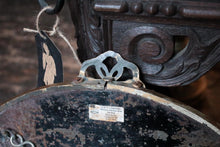 Load image into Gallery viewer, Large Round Ribbon-Bow Wall Mirror — Bevelled Glass, Chain Back — c.1900–30 — 45.5 cm Diameter