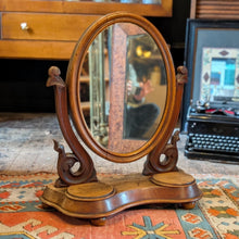 Load image into Gallery viewer, Victorian Mahogany Swing Dressing Table Mirror With Oval Plate, Scroll Supports & Twin Lidded Trinket Wells