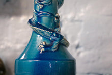 Load image into Gallery viewer, Antique Japanese Blue Porcelain Dragon Vase