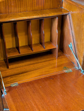 Load image into Gallery viewer, Art Deco Walnut Display / Cocktail Bar / Drinks Cabinet c.1930s – Drop-Front Secrétaire With Twin Vitrines - Original Keys