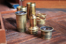 Load image into Gallery viewer, Antique Brass Microscope With Fitted Wooden Case, Objectives and Eyepieces, C.1890