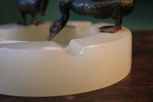 Load image into Gallery viewer, Art Deco Bronze Ducks On Alabaster Ashtray, French c.1930 – 8.5" Diameter (21.5 cm)