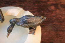 Load image into Gallery viewer, Art Deco Bronze Ducks On Alabaster Ashtray, French c.1930 – 8.5" Diameter (21.5 cm)