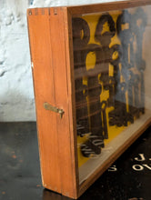 Load image into Gallery viewer, Framed Collection Of Antique Iron Skeleton Keys In Shadow Box – 31 x 21 x 5 cm (12.2" x 8.3" x 2") – 19th–Early 20th Century Display