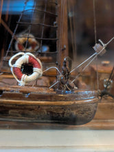 Load image into Gallery viewer, Large Antique Hand-Built Sailing Ship Model In Glazed Display Case With Crew & Detailed Rigging – Case Width 80 cm (31.5")