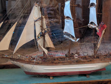 Load image into Gallery viewer, Large Antique Hand-Built Sailing Ship Model In Glazed Display Case With Crew & Detailed Rigging – Case Width 80 cm (31.5")