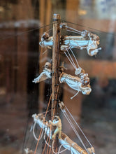 Load image into Gallery viewer, Large Antique Hand-Built Sailing Ship Model In Glazed Display Case With Crew & Detailed Rigging – Case Width 80 cm (31.5")