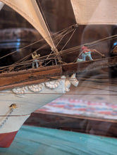Load image into Gallery viewer, Large Antique Hand-Built Sailing Ship Model In Glazed Display Case With Crew & Detailed Rigging – Case Width 80 cm (31.5")