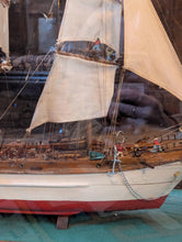 Load image into Gallery viewer, Large Antique Hand-Built Sailing Ship Model In Glazed Display Case With Crew & Detailed Rigging – Case Width 80 cm (31.5")