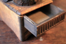 Load image into Gallery viewer, Antique Black Forest Carved Bear Musical Ashtray With Cigarette Drawer