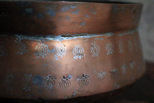 Load image into Gallery viewer, Antique Hand-Engraved Copper Lidded Pot With Tinned Interior, Indian Folk Craft - 20 cm dia