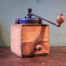 Load image into Gallery viewer, Vintage Wooden Coffee Grinder With Dovetail Box & Drawer — Rustic Farmhouse Mill