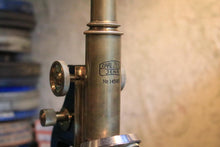 Load image into Gallery viewer, Antique Carl Zeiss Jena Brass & Enamel Laboratory Microscope With Fitted Transit Case, Working Optics, Early 20th Century
