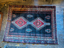 Load image into Gallery viewer, Hand-Knotted Tribal Wool Rug – Deep Indigo Field With Twin Medallions, 210 × 161 cm