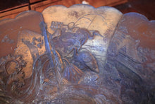 Load image into Gallery viewer, Antique Japanese Bronze Repousse Bowl With Scalloped Rim, Peacocks & Floral Panels — 30 cm (11.8")