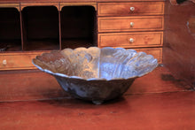 Load image into Gallery viewer, Antique Japanese Bronze Repousse Bowl With Scalloped Rim, Peacocks & Floral Panels — 30 cm (11.8")