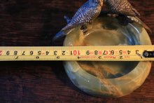 Load image into Gallery viewer, Early 20th.C Cold Painted Austrian Bronze Budgerigars Dish on Green Onyx – 10.5 cm (4.13") Diameter, 10 cm (3.94") Tall