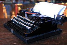 Load image into Gallery viewer, Underwood Standard Portable Typewriter — Gloss Black, Working, Fresh Ribbon, With Base/Case