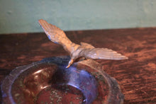 Load image into Gallery viewer, Bronze Seabird On Stone Dish – Rough-Hewn Desk Ashtray / Trinket Bowl, Coastal Brutalist Charm – C.1930's