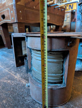 Load image into Gallery viewer, 3 Large Vintage Ship’s Copper Ribbed Glass Light Housings / Nautical Lanterns