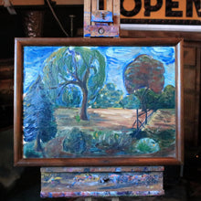 Load image into Gallery viewer, Mid Century Impressionist Landscape Oil Painting On Board In Wooden Frame - 62.5 x 47cm