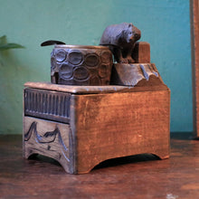 Load image into Gallery viewer, Antique Black Forest Carved Bear Musical Ashtray With Cigarette Drawer