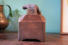 Load image into Gallery viewer, Antique Black Forest Carved Bear Musical Ashtray With Cigarette Drawer