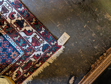 Load image into Gallery viewer, 4'2" x 6'3" - Vintage Tribal Caucasian Hand-Knotted Wool Rug With Animal Border - Red, Navy & Ivory - 128 x 190 cm