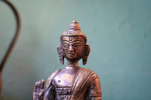 Load image into Gallery viewer, Vintage Cast Bronze Seated Buddha Statue With Lotus Base Small Altar Figure Approx 10cm