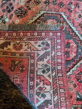 Load image into Gallery viewer, 4'6" x 2'9" - Vintage Middle Eastern Tribal Hand-Knotted Wool Rug - Red, Charcoal & Ivory - 136 x 83 cm