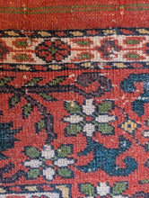 Load image into Gallery viewer, 4'2" x 6'2" - Vintage Middle Eastern Tribal Heriz Hand-Knotted Wool Rug - Brick Red, Ivory & Navy - 128 x 187 cm