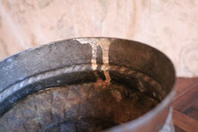 Load image into Gallery viewer, Antique Hand-Hammered Middle Eastern Copper Bowl With Tinned Interior And Geometric Decoration – 11 x 17cm