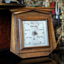 Load image into Gallery viewer, Edwardian Arts And Crafts Oak Wall Barometer - Working English Weather Station