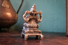 Load image into Gallery viewer, Small Vintage Ganesh Cast Metal Figure On Plinth, Silver Tone Hindu Deity Statue, 7 cm